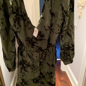 Parker open back v neck long sleeve short dress